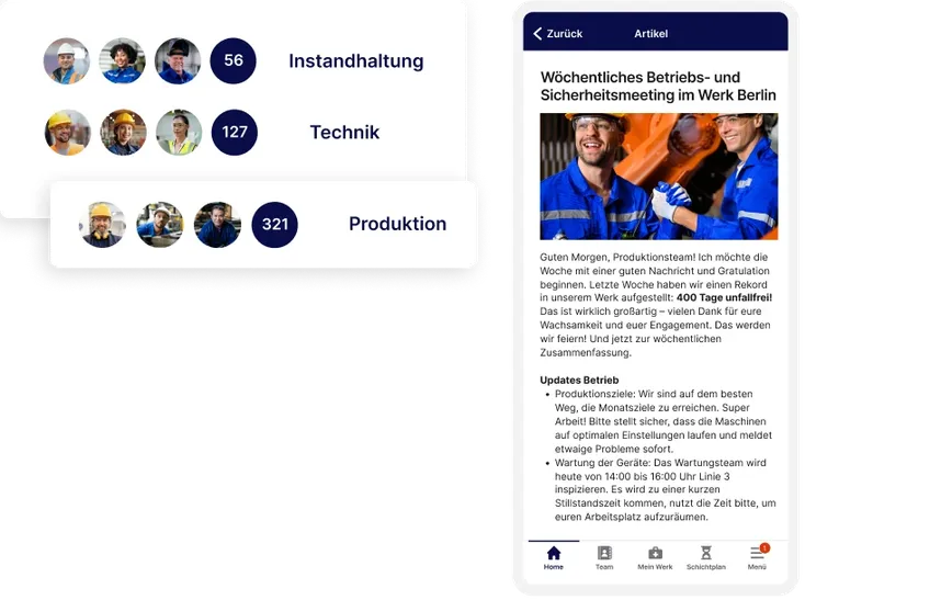 Improve production communication screen