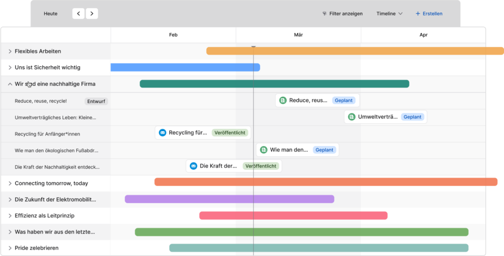 Kampagnenplanung in Staffbase Mission Control