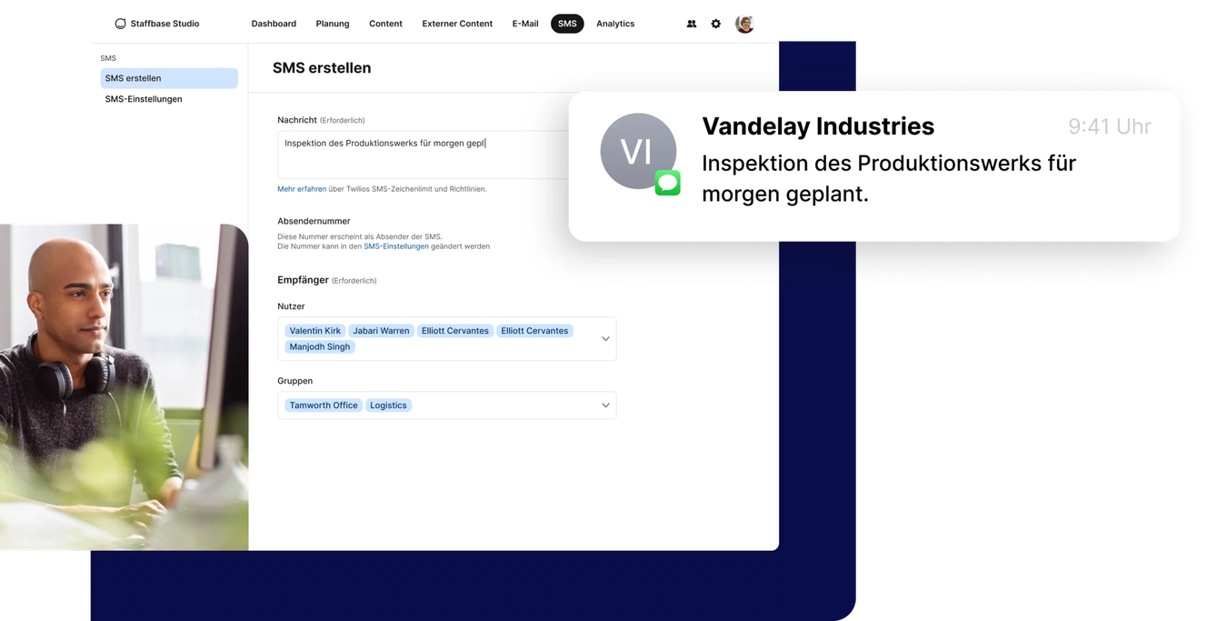 Creating SMS screen German