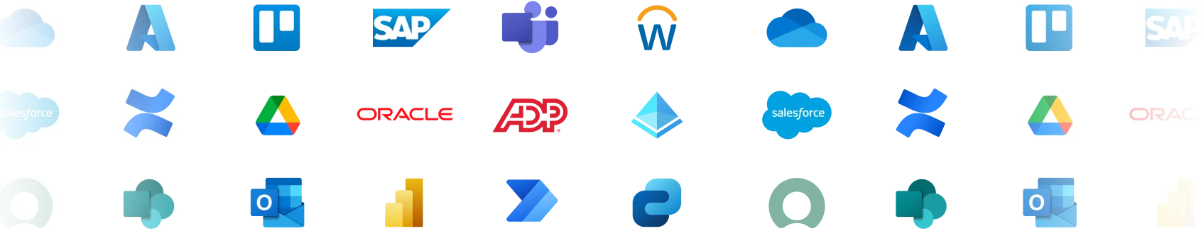 Logos of software that Staffbase can integrate with