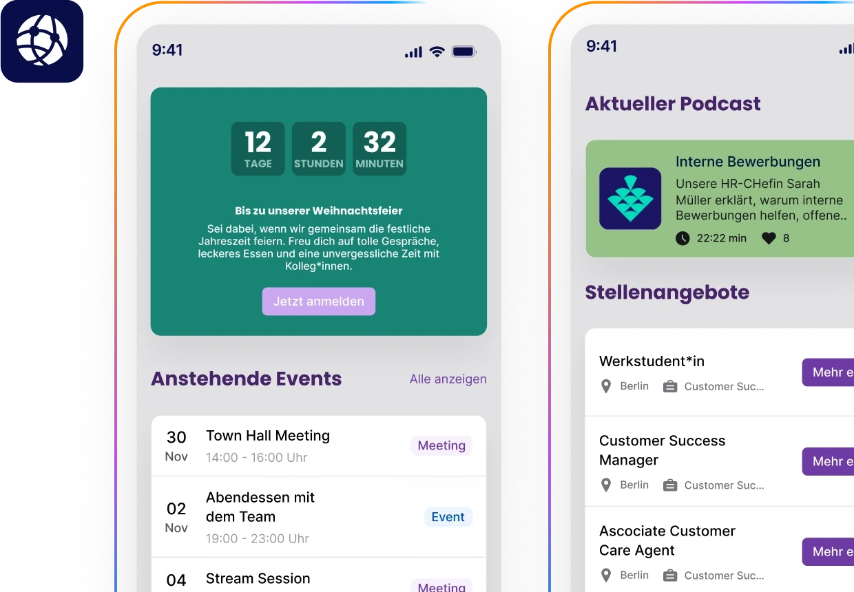 Staffbase Mitarbeiter App vorschau