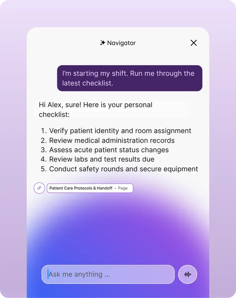 Navigator healthcare checklist