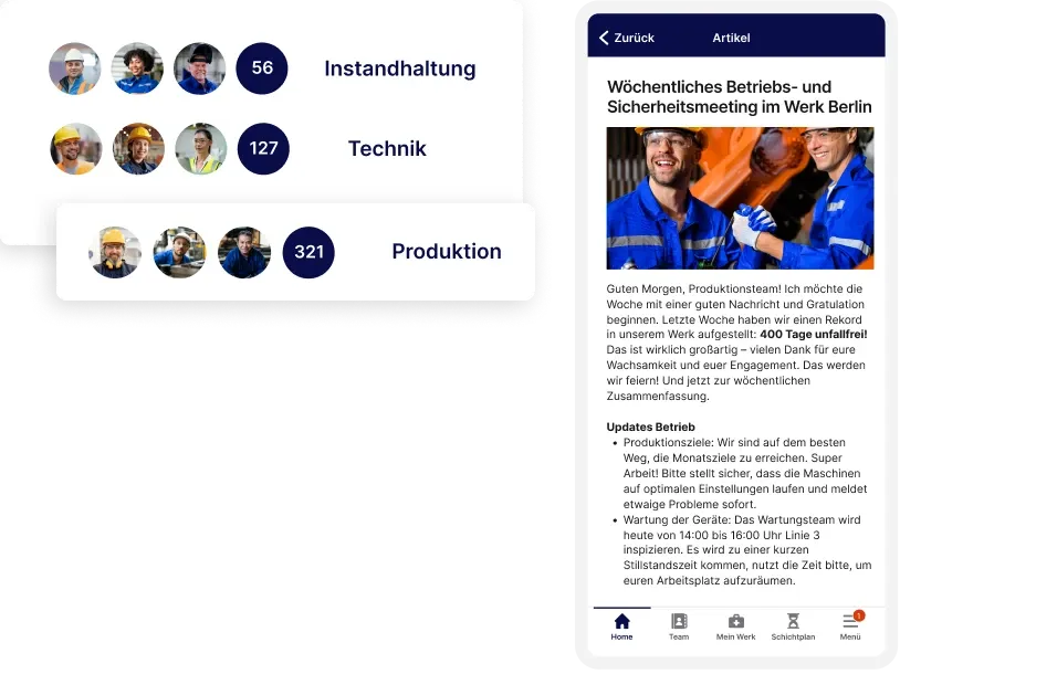 Improve production communication screen