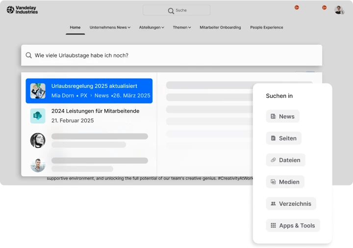 Staffbase Companion Suche