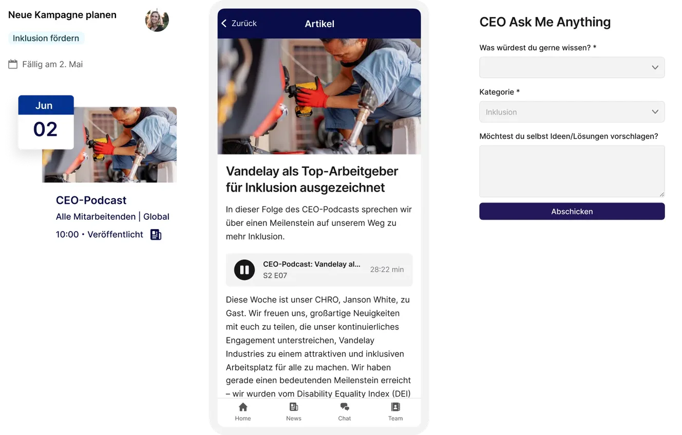 Drive change communication screen