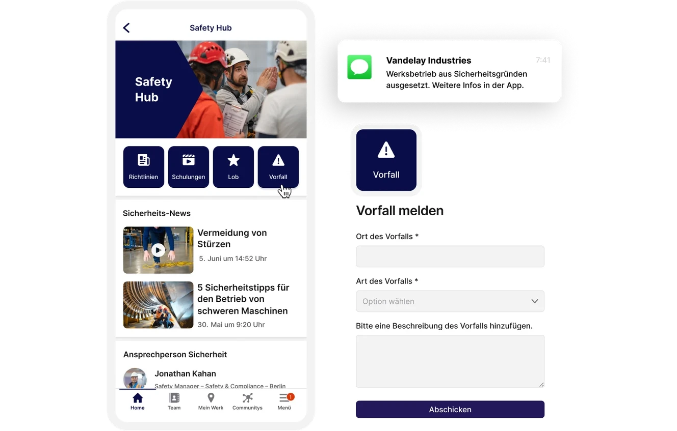 Promoting safe working screen