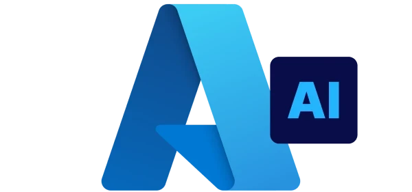 Large blue letter "A" with a smaller dark blue square featuring "AI" in light blue.