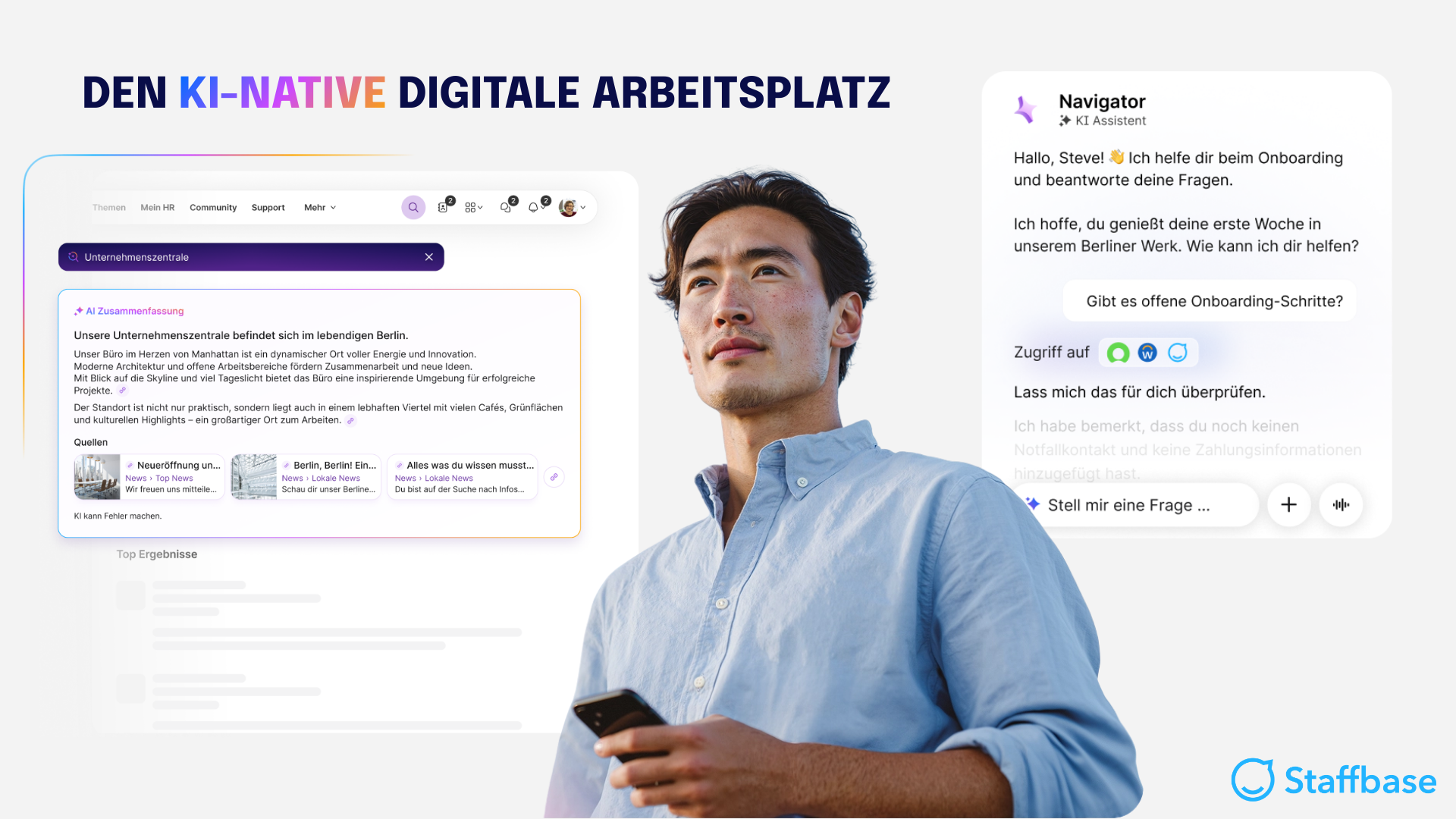 AI features blog image featuring AI features offered by Staffbase
