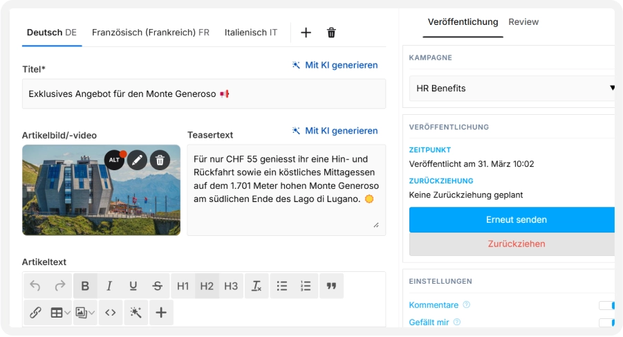 Tertianum email editor