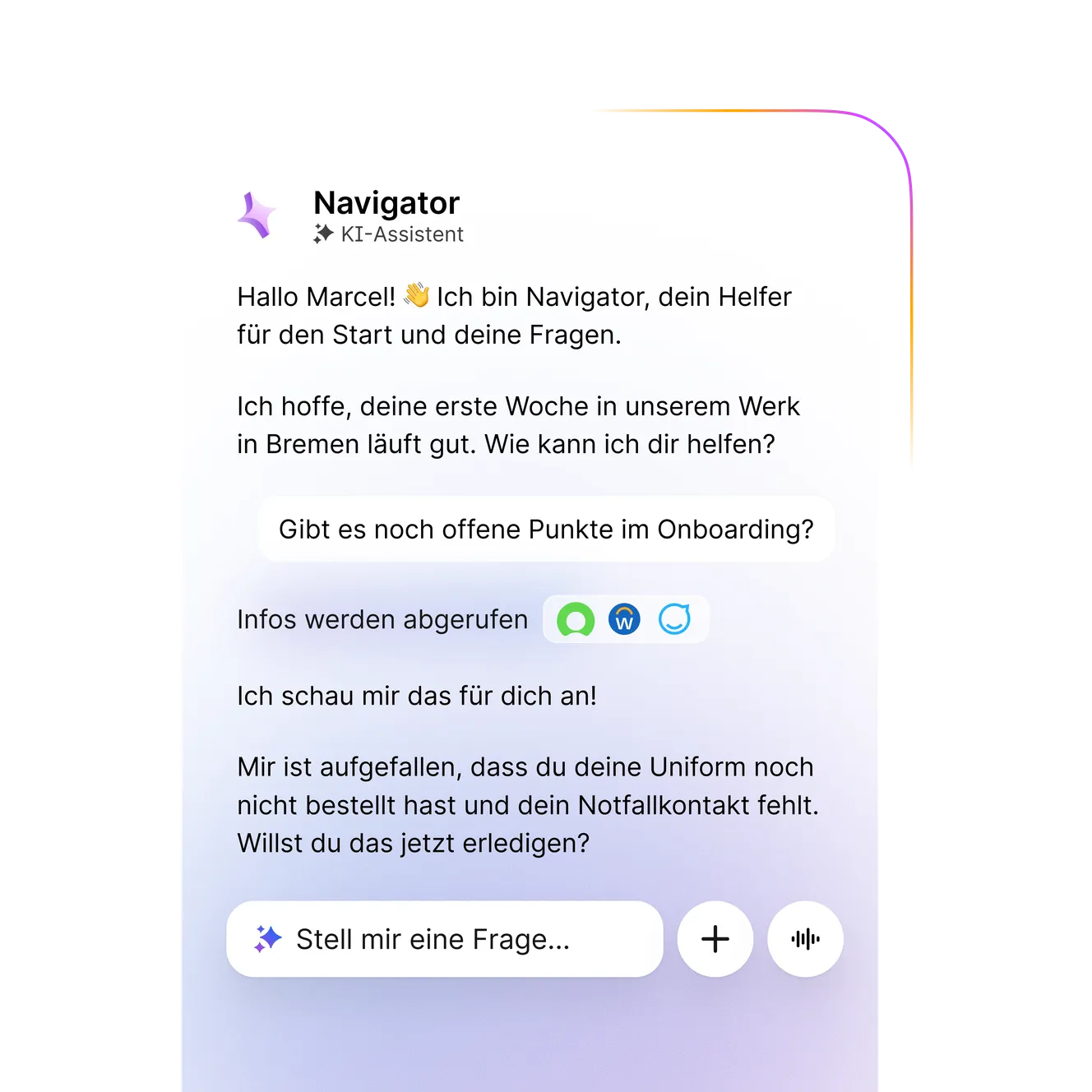 Navigator DE accessing onboarding steps