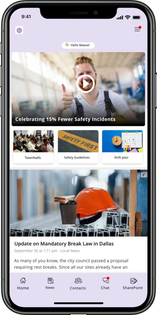 Staffbase employee app mobile view