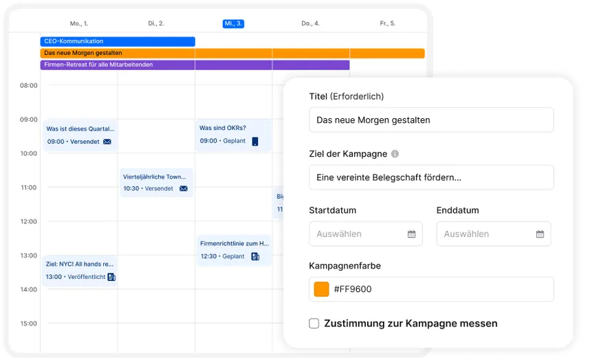 Staffbase kampagne kalendar vorschau