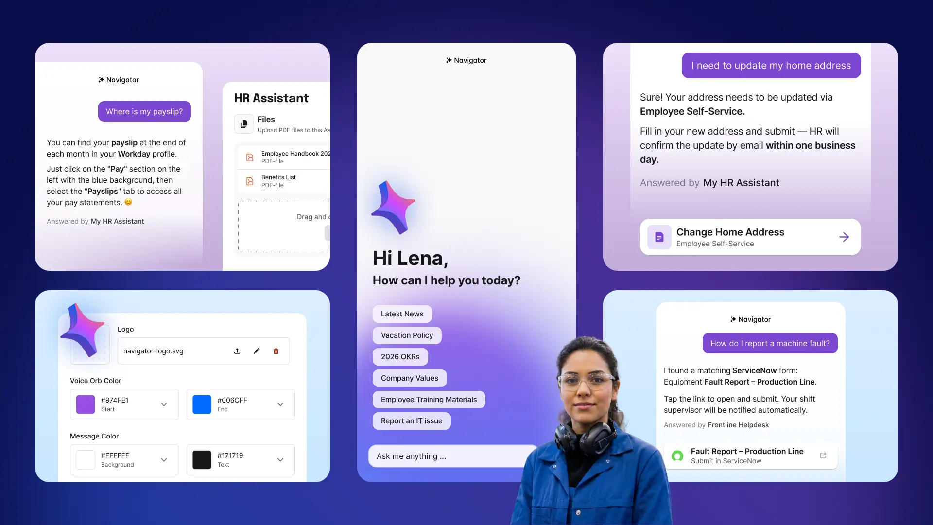 Staffbase Navigator answers for employee Lena