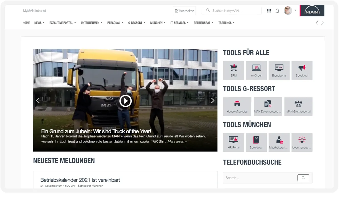 MAN Truck & Bus Intranet Vorschau