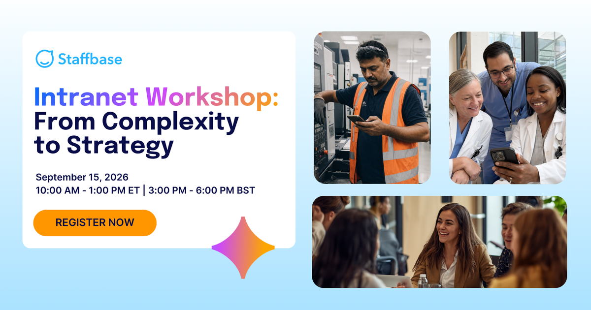Intranet Workshop: From Complexity to Strategy — Staffbase event banner