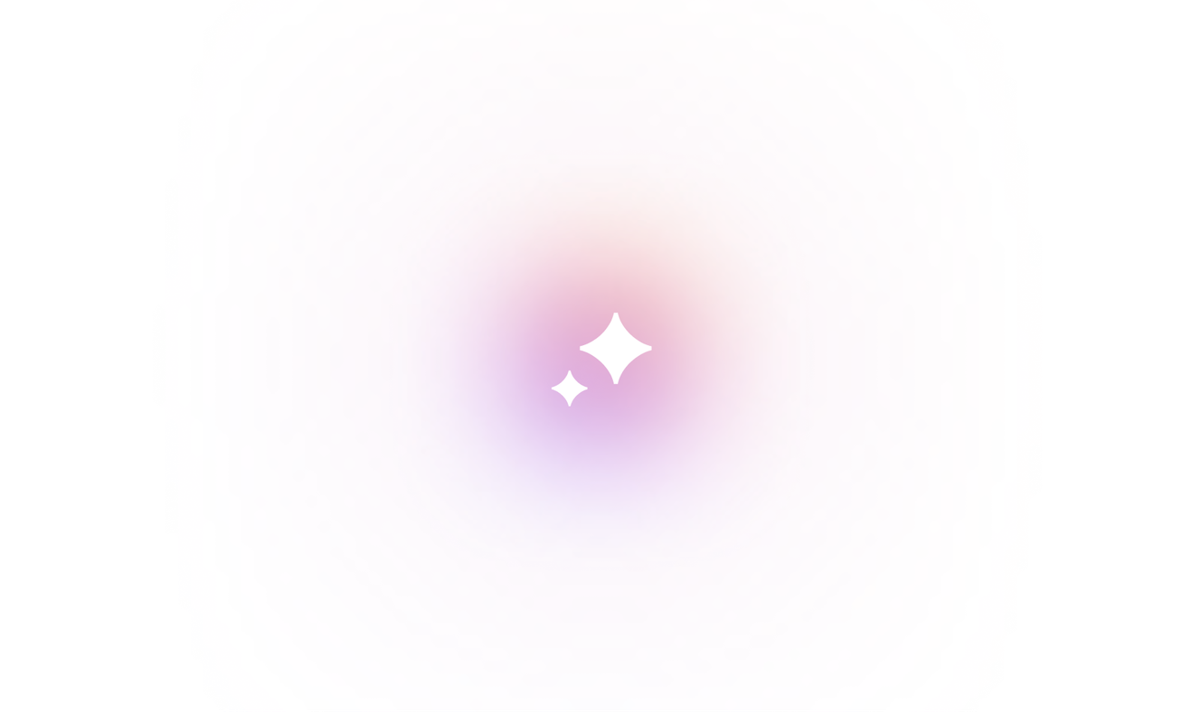 A soft gradient background with pink and purple hues, featuring two white sparkle icons at the center.