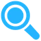 Blue magnifying glass icon on a transparent background, symbolizing search or zoom functionality.