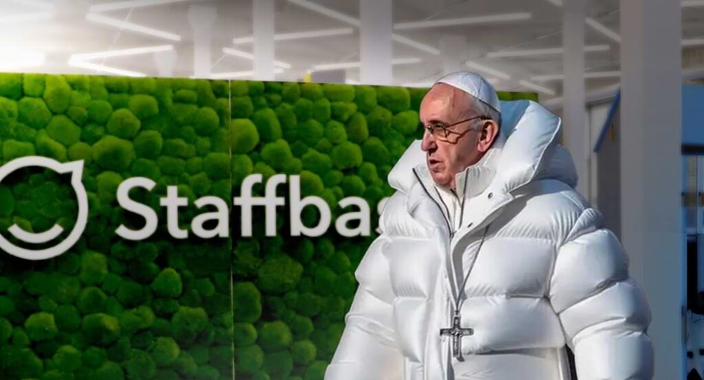 Papst Franziskus im Staffbase Büro