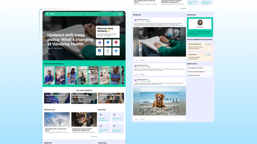 Sample homepage for an intranet