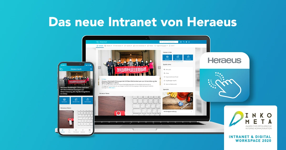 Das Intranet von Heraeus gewinnt den Inkometa Award 2020