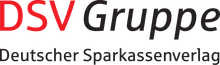 Logo of DSV Gruppe, Deutscher Sparkassenverlag, with "DSV" in red and "Gruppe" in black, followed by the full name in smaller black text.