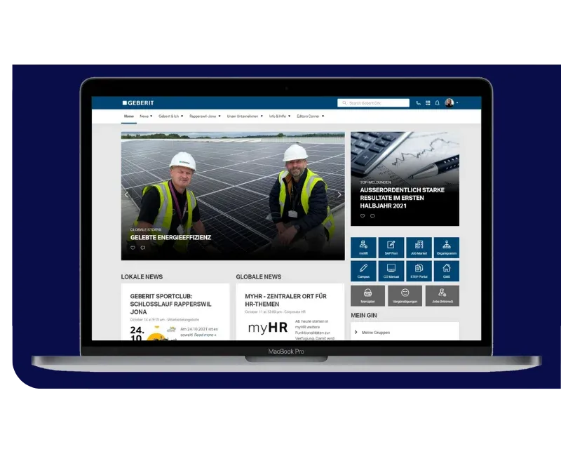 Geberit Intranet Desktop Vorschau