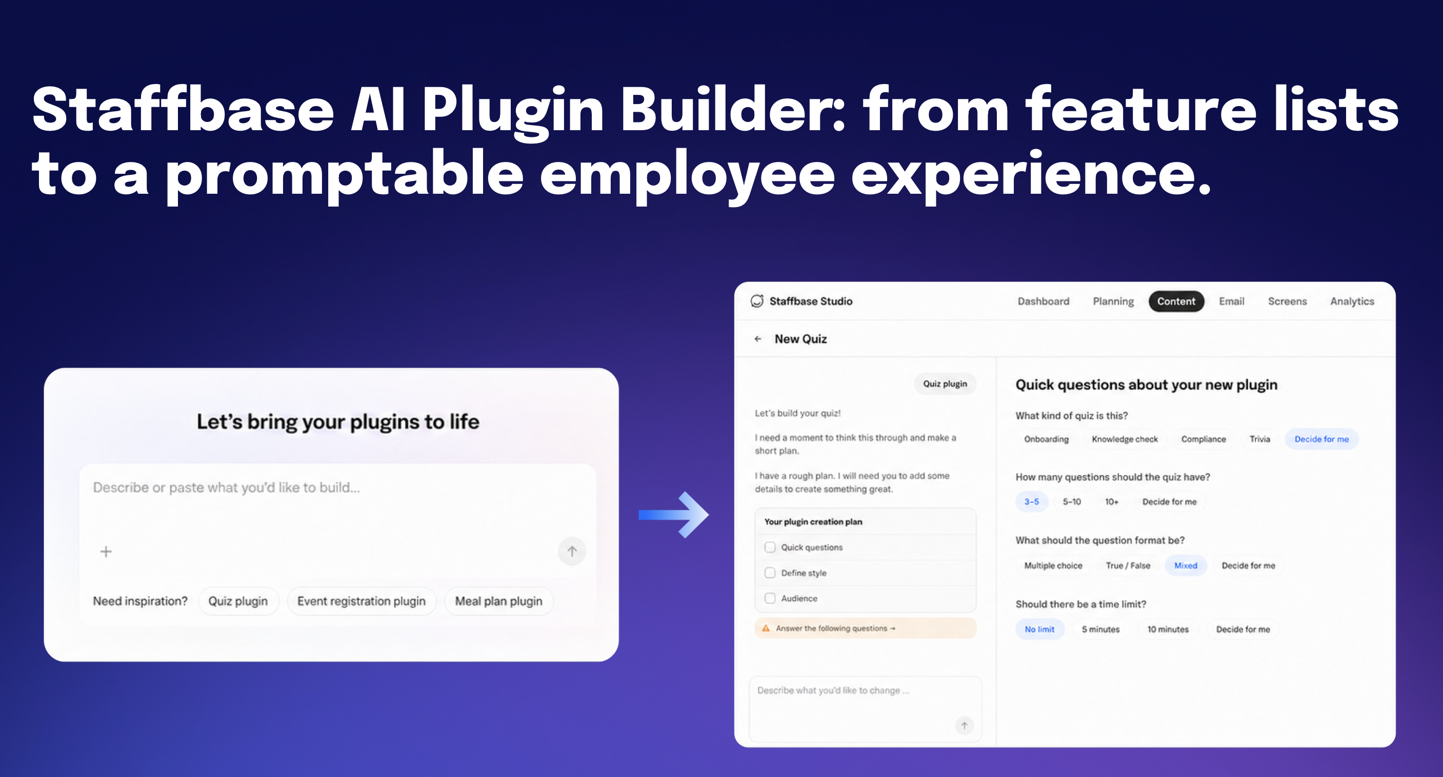 Staffbase AI Plugin Builder: from feature lists to a promptable employee experience