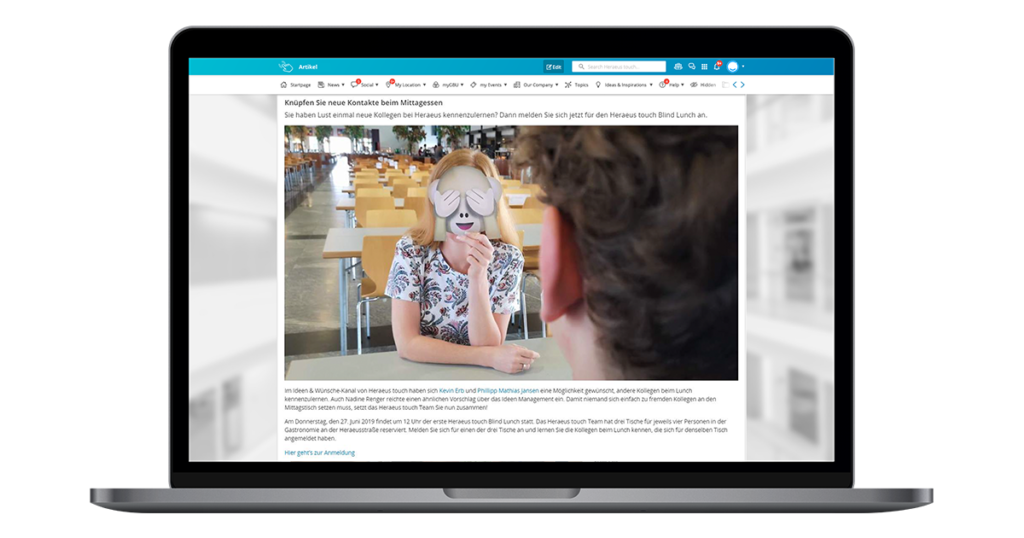 Screenshot aus dem Intranet von Heraeus