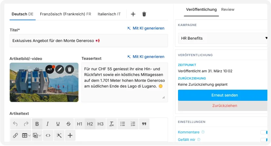 Tertianum email editor