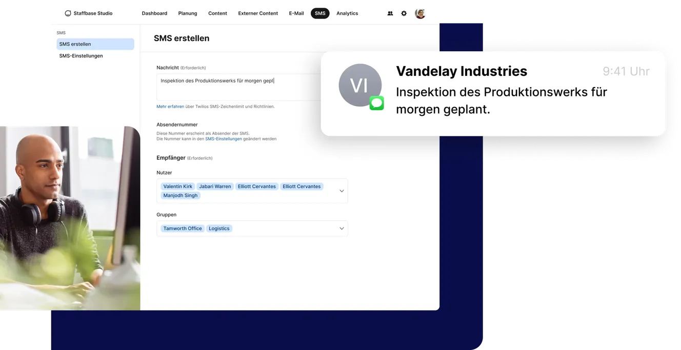 Creating SMS screen German