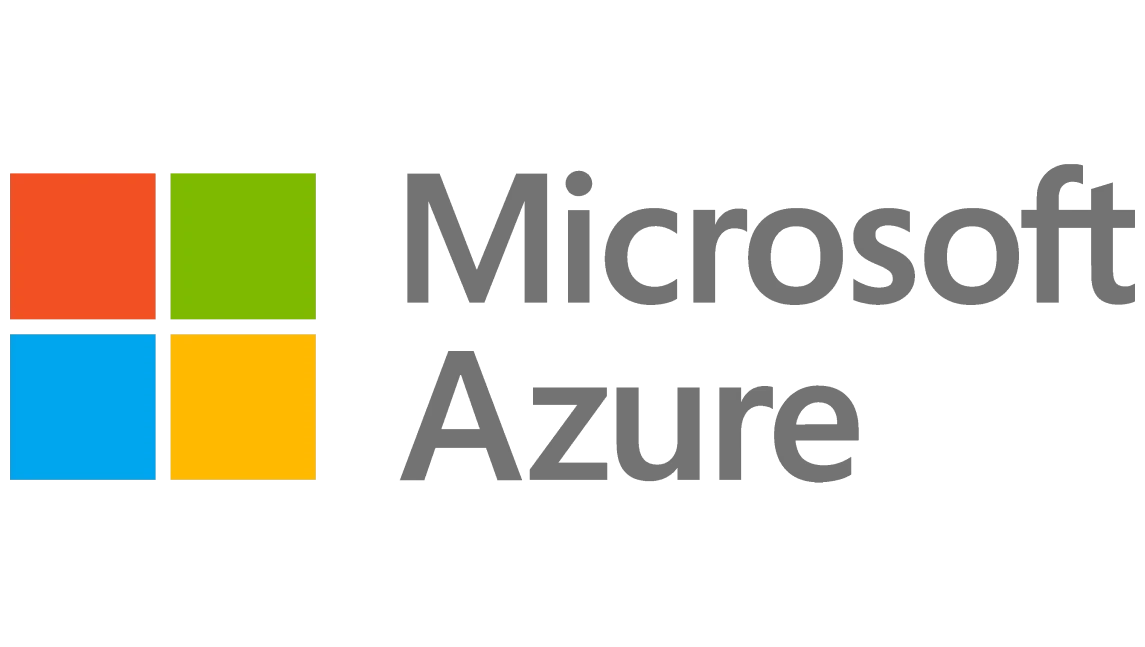 Microsoft Azure logo featuring a four-colored square and the text "Microsoft Azure" in gray.