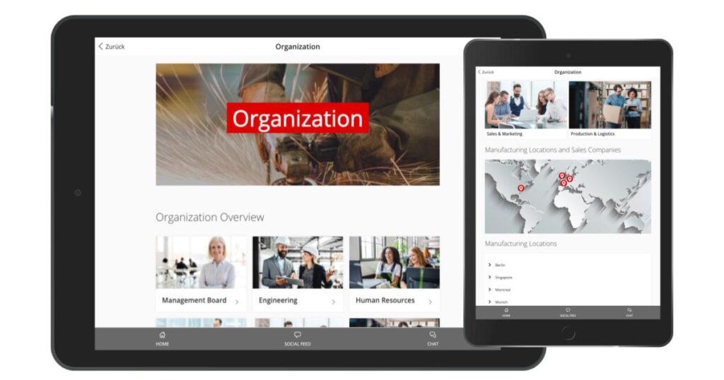 Organisationsseite Ueberblick Intranet