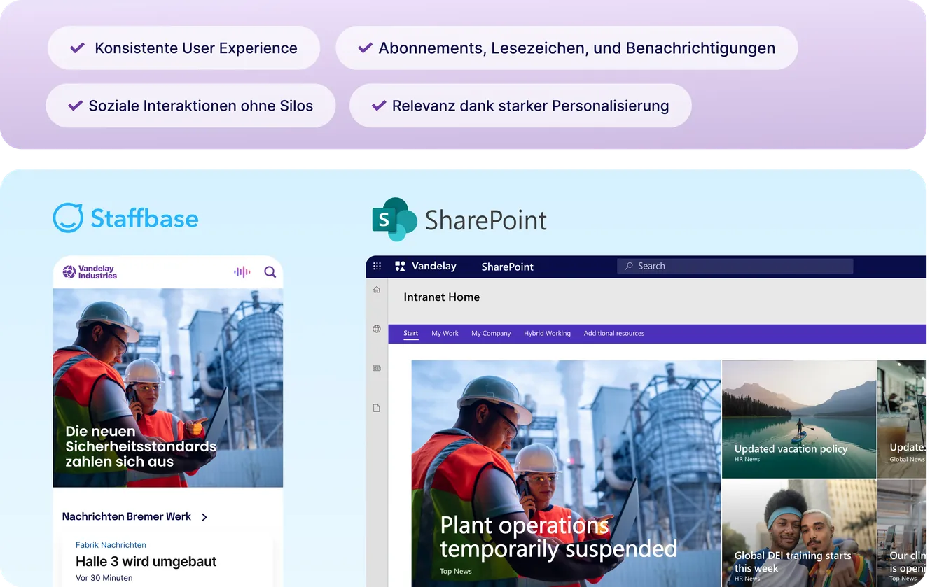 Nahtlose UX zwischen Staffbase und SharePoint