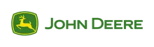 Green John Deere logo with a yellow leaping deer inside a shield, next to the text "John Deere."