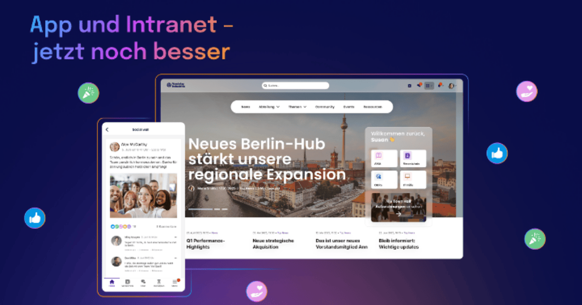 Neues Nutzungserlebnis für das Intranet und die Mitarbeiter-App von Staffbase