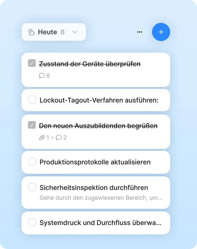 Tasks manufacturing DE