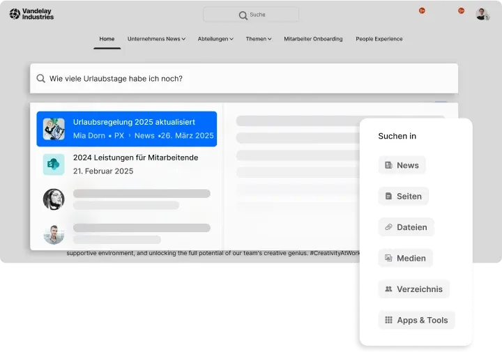 Staffbase Companion Suche