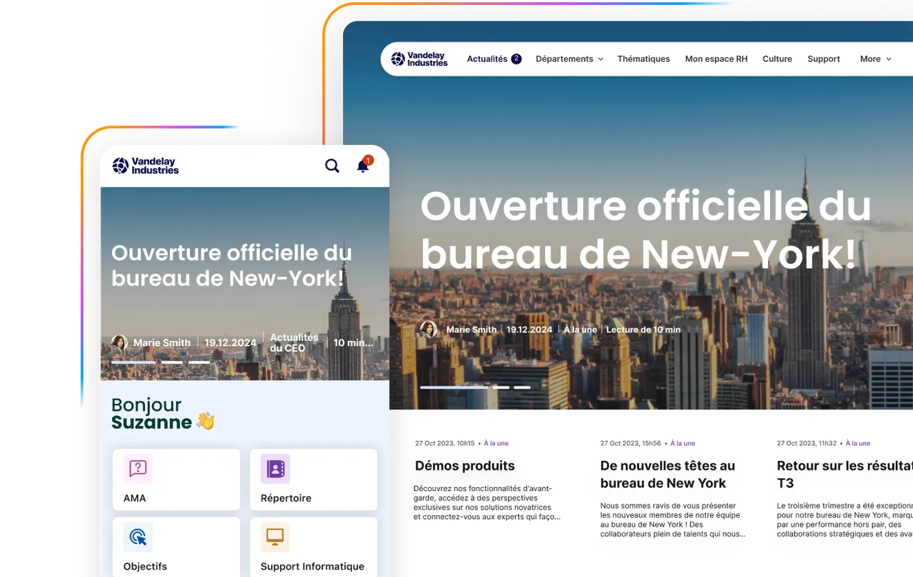 Page d'accueil intranet Staffbase