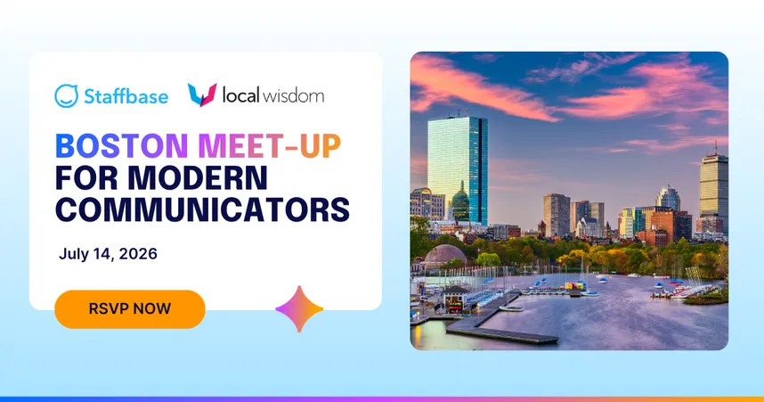 Boston promotional graphic with Staffbase and Local Wisdom logos