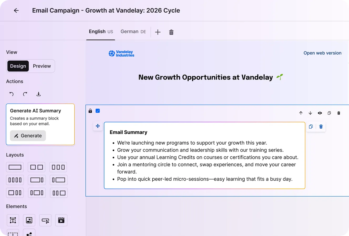 Staffbase AI Email Summary Generator