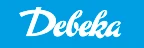 White "Debeka" text in a cursive font on a bright blue background.
