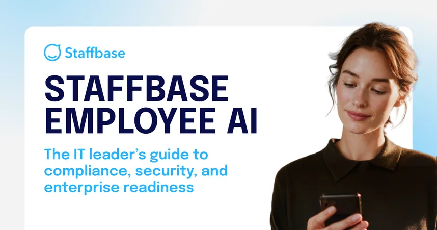 Staffbase Ai Guide title image woman on phone