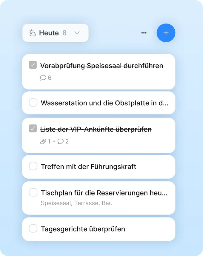 Tasks hospitality DE