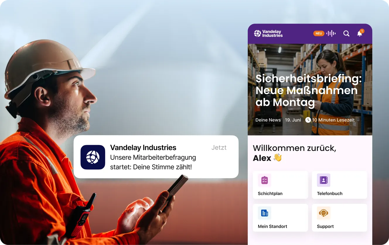 Staffbase Mitarbeiter-App und Push-Notification