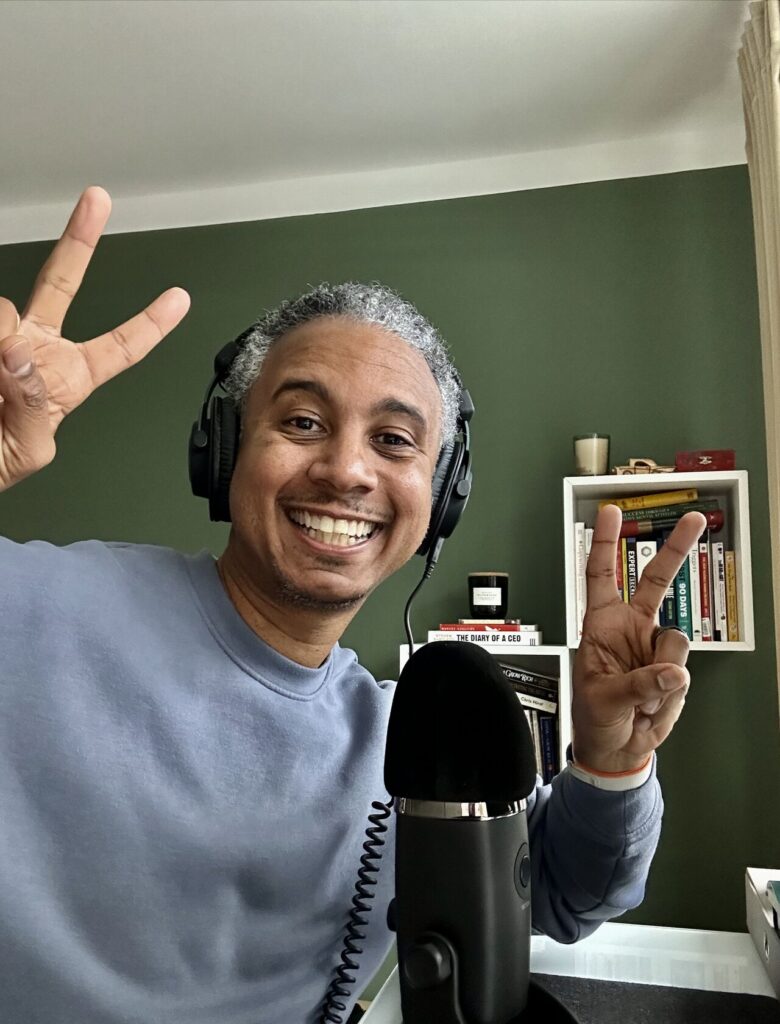 Brian with his Yeti X microphone to record Infernal Communication season 2