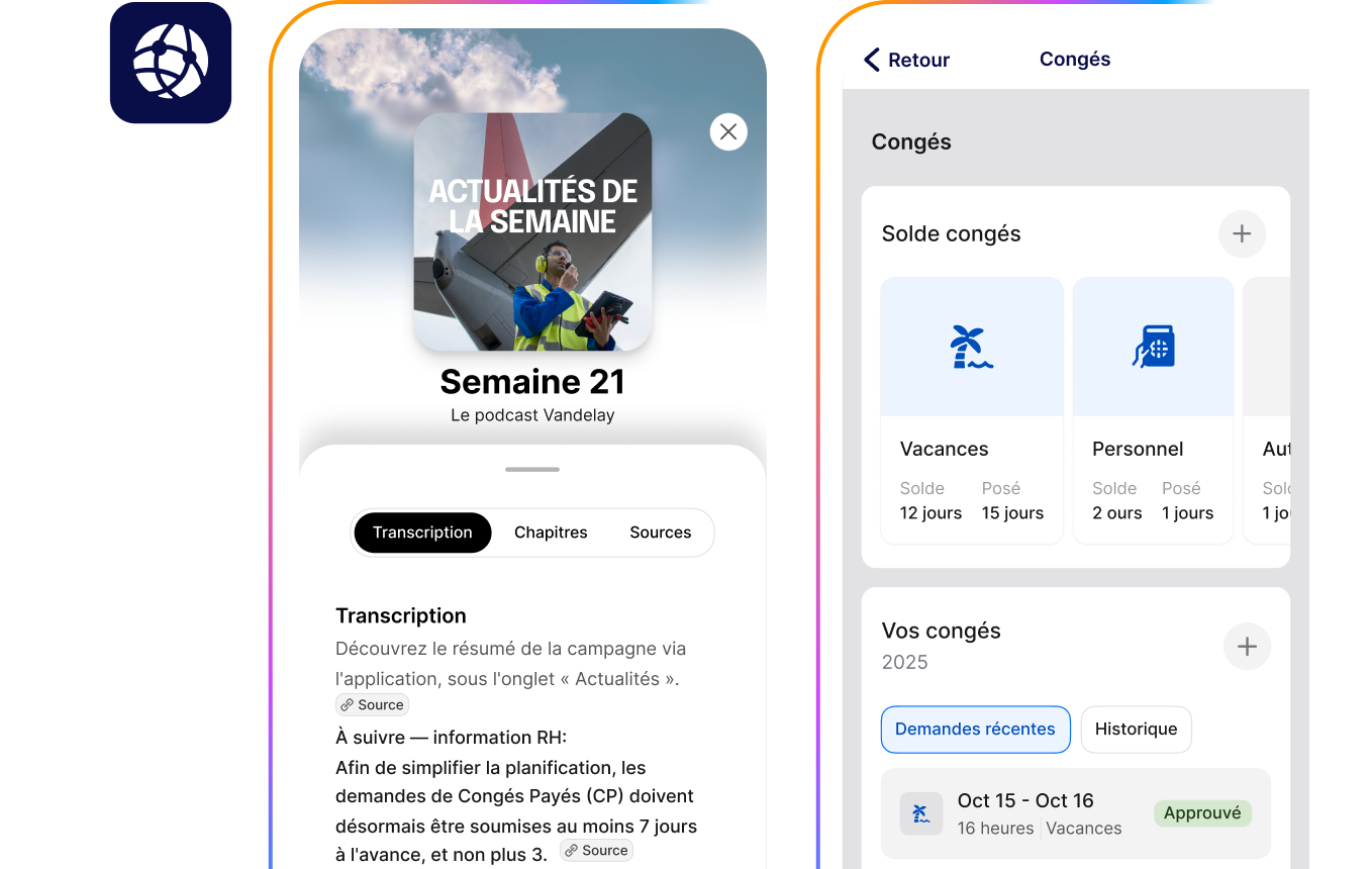 Podcast personnalisé et assistant AI Workmate accessibles via l'app Staffbase