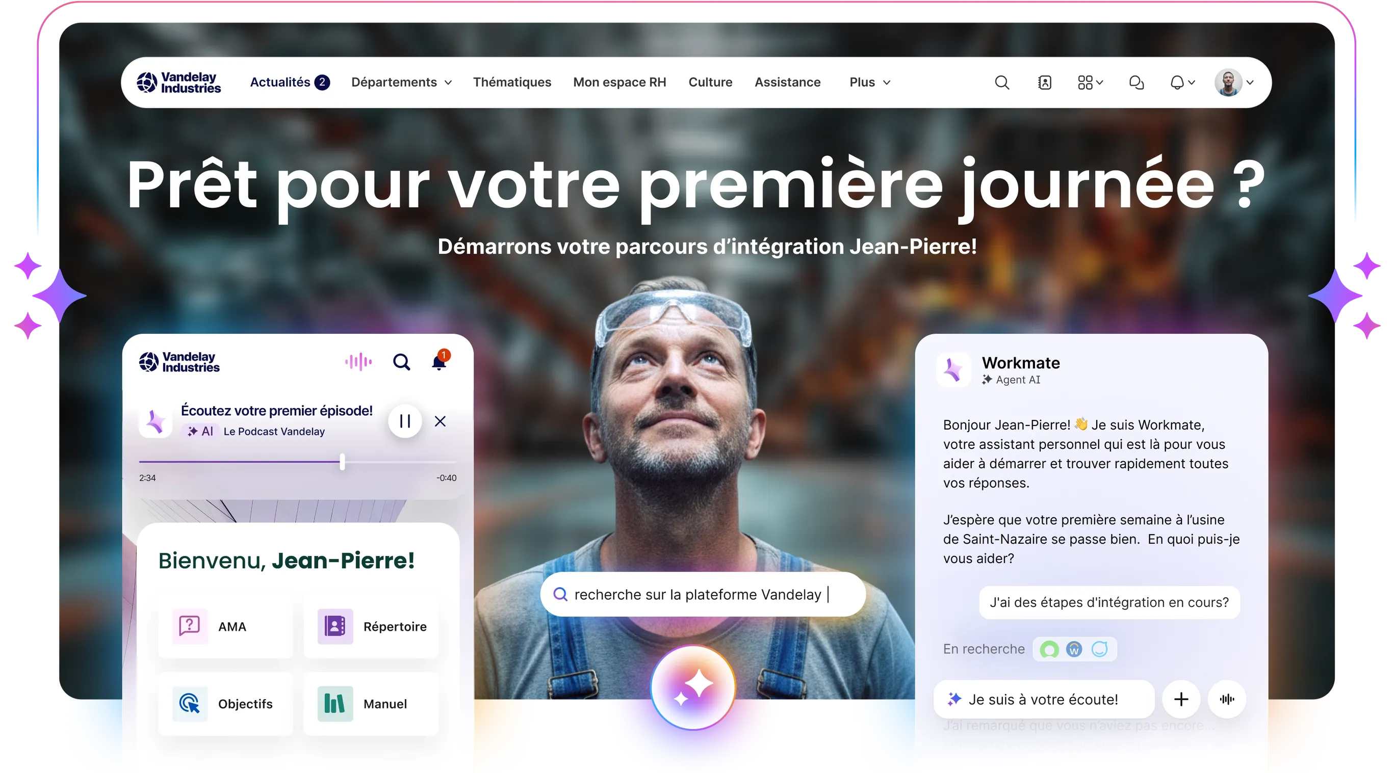 capture d'écran de la page d'accueil de l'intranet Staffbase