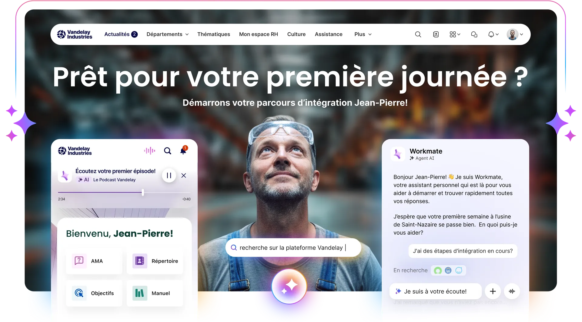 capture d'écran de la page d'accueil de l'intranet Staffbase