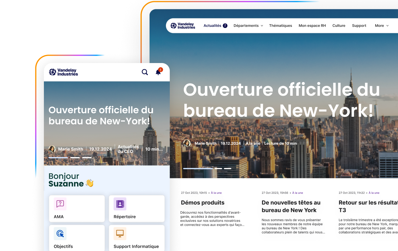 Page d'accueil intranet Staffbase