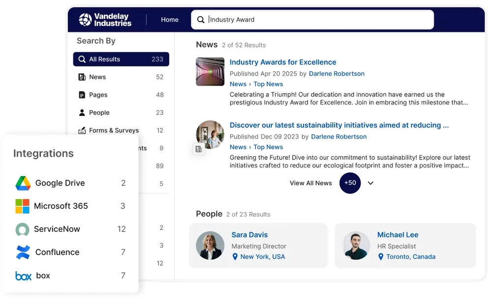 Staffbase Search preview
